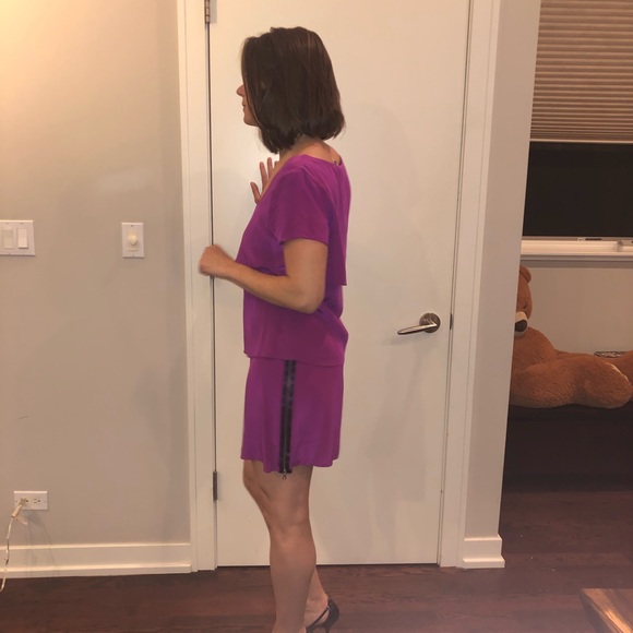 Magenta Rory Becca Tiered Silk Shift - Picture 3 of 6